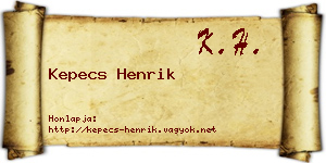 Kepecs Henrik névjegykártya
